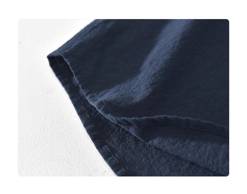 Navy Blue Cotton Half Sleeve Short Kurta For Men