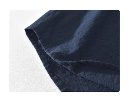 Navy Blue Cotton Half Sleeve Short Kurta For Men